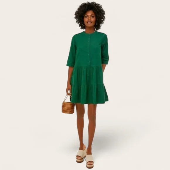 NWT APIECE APART Maurino Drop Waist Mini Dress Jadeite Green Organic Cotton  S - www.rajagirimanappuram.com